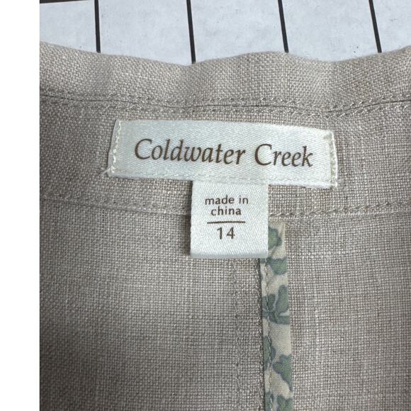Coldwater Creek Oatmeal Tan Linen Blazer Jacket Women 14 - Picture 6 of 8